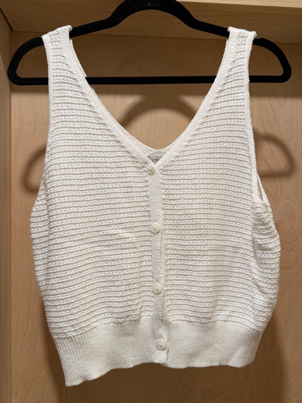 Sincerely Jules White Textured Knit Button-Front Tank Size XLarge